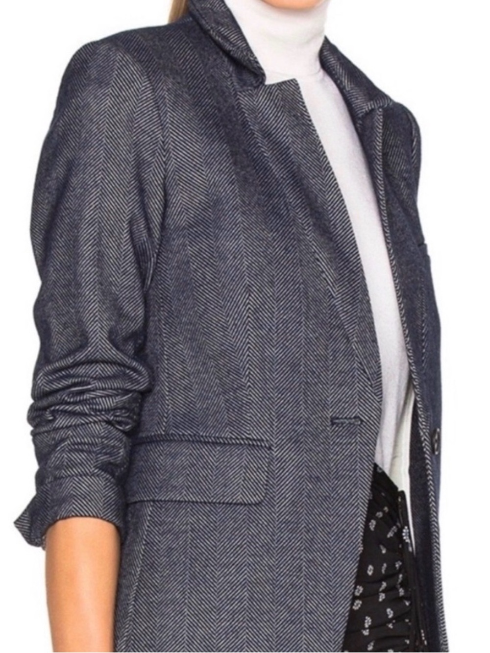 VERONICA BEARD Anaheim Herringbone Schoolboy Dickey Jacket Blazer Blue White 0